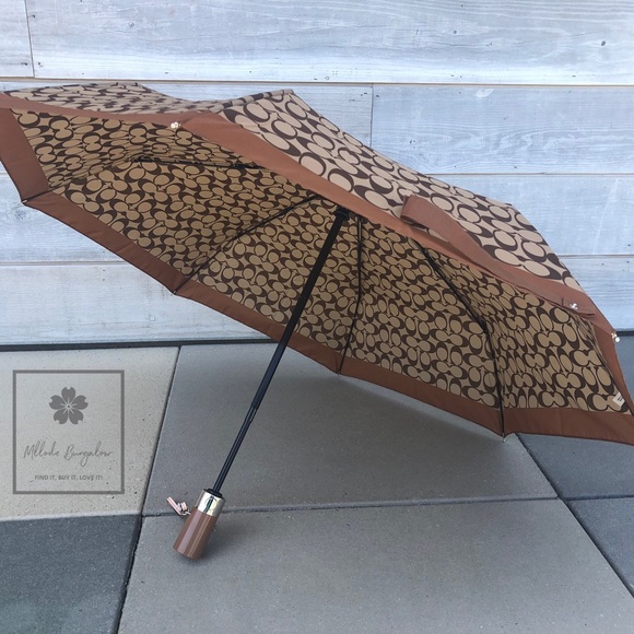 Coach - Signature Umbrella - Full Size - Khaki - Picture 2 of 5